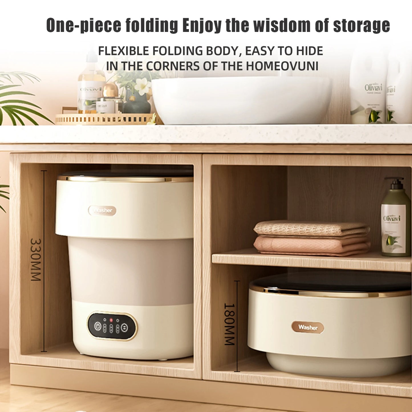 đ§ș CleanFoldâą â Mini Machine Ă Laver Pliable 13L avec Essorage | Lavage Express pour Sous-VĂȘtements & Petits Textiles