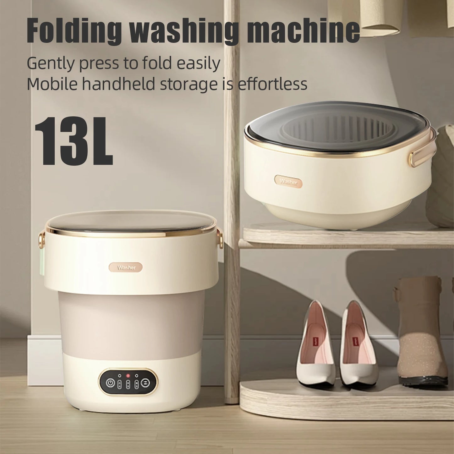 đ§ș CleanFoldâą â Mini Machine Ă Laver Pliable 13L avec Essorage | Lavage Express pour Sous-VĂȘtements & Petits Textiles