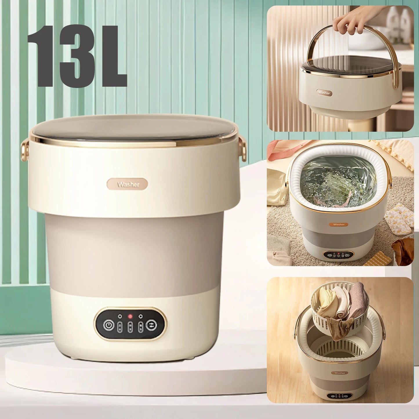 đ§ș CleanFoldâą â Mini Machine Ă Laver Pliable 13L avec Essorage | Lavage Express pour Sous-VĂȘtements & Petits Textiles
