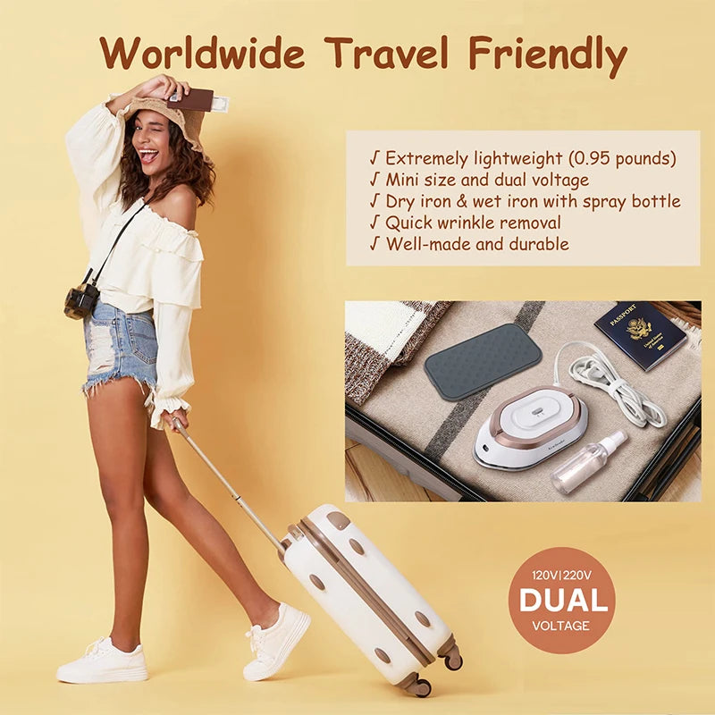 👕 PressGo™ – Fer à Repasser de Voyage Ultra Compact | Chauffe Rapide & Double Voltage 120/220V